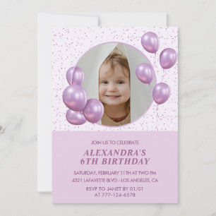 Invitation Cartons d'invitation 6ème anniversaire Ballons Pho