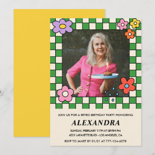 Invitation Cartons d'invitation 70 ans anniversaire Retro Gro