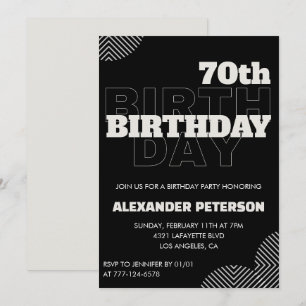 Invitation Cartons d'invitation 70 ans noir pour homme