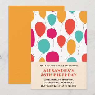 Invitation Cartons d'invitation 78e anniversaire Ballons Mode