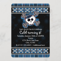 Cartons d'invitation à fête Skull Crossbones carre