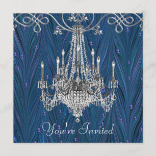 Invitation Cartons d'invitation à la fête de lustre bleu de l