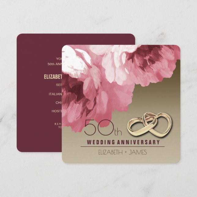 Invitation Cartons d'invitation à la fête du 50e anniversaire (Devant / Derrière)