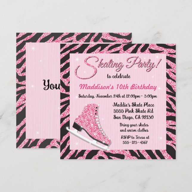 Invitation Cartons d'invitation à une fête de patin à roulett (Devant / Derrière)