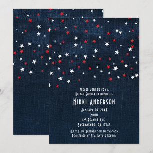 Invitation Cartons d'invitation à une soirée en denim étoiles