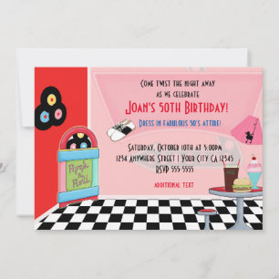 Invitation Cartons d'invitation à une soirée Sock Hop au dine