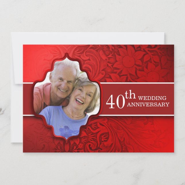 Invitation cartons d'invitation anniversaire photo rouge (Devant)