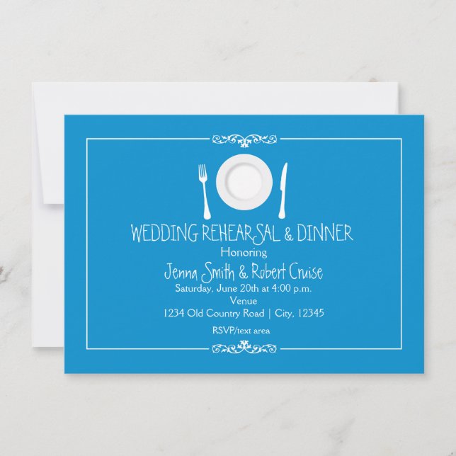 Invitation Cartons d'invitation au dîner de répétition bleu c (Devant)