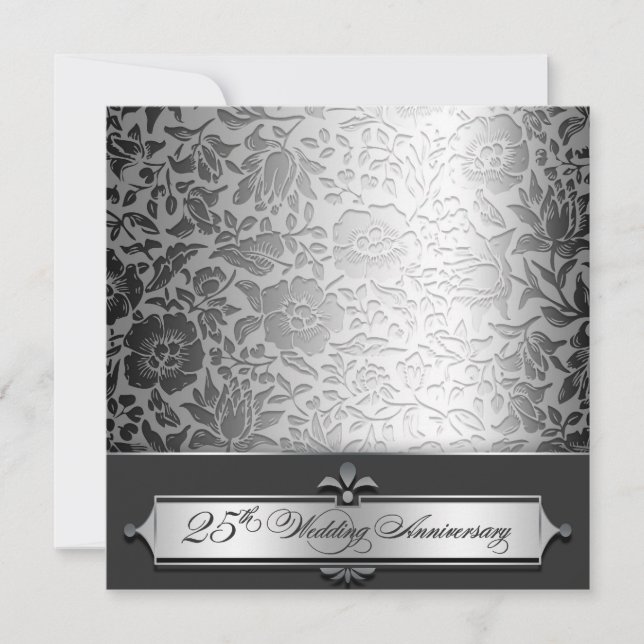 Invitation Cartons d'invitation chic pour 25e anniversaire de (Devant)