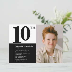 Invitation Cartons d'invitation d'anniversaire 10 ans noirs É