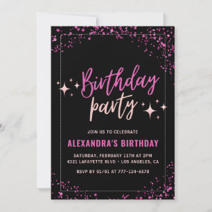 Invitation Cartons d'invitation d'anniversaire 10 ans noirs F