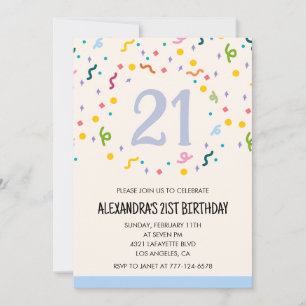 Invitation Cartons d'invitation d'anniversaire 21 ans Confett