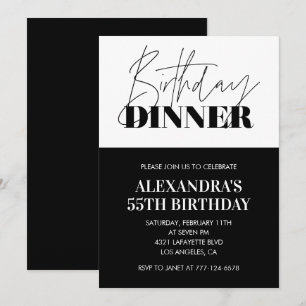 Invitation Cartons d'invitation d'anniversaire 55 ans noir et