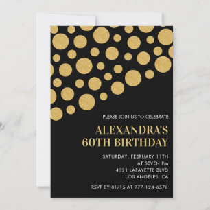 Invitation Cartons d'invitation d'anniversaire 60 ans noirs C