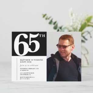 Invitation Cartons d'invitation d'anniversaire 65 ans noir Mo