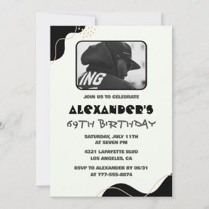 Invitation Cartons d'invitation d'anniversaire 69 ans noir Ho