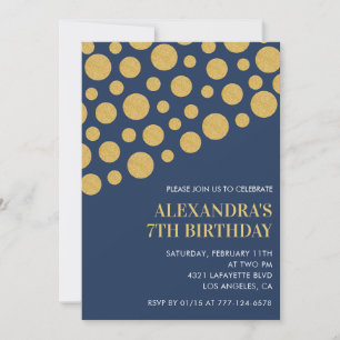 Invitation Cartons d'invitation d'anniversaire 7 ans Noir Or