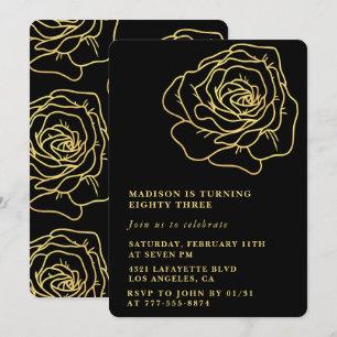 Invitation Cartons d'invitation d'anniversaire 83 ans noirs F