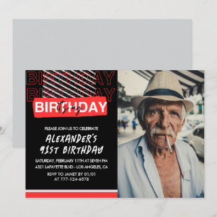 Invitation Cartons d'invitation d'anniversaire 91 ans hommes 
