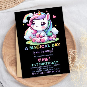 Invitation Cartons d'invitation d'anniversaire de licorne Lit