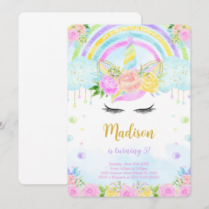 Invitation Cartons d'invitation d'anniversaire Licorne