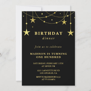 Invitation Cartons d'invitation d'anniversaire noir 100ème an