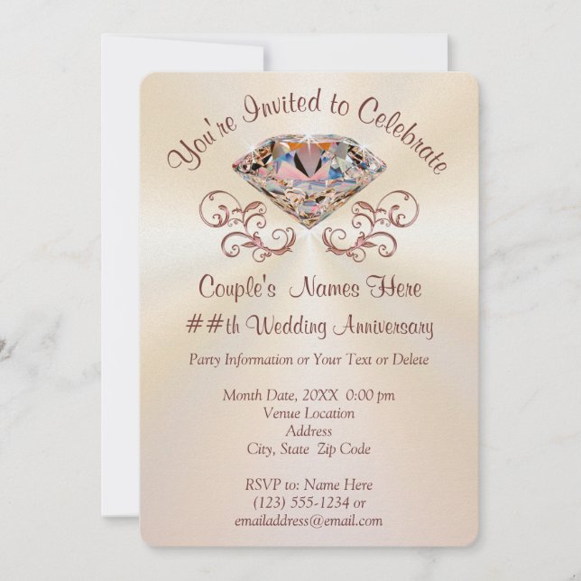 Invitation Cartons d'invitation d'anniversaire Rose Gold, Per (Devant)