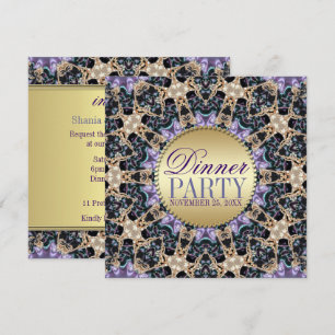 Invitation Cartons d'invitation de dîner en or violet exquis
