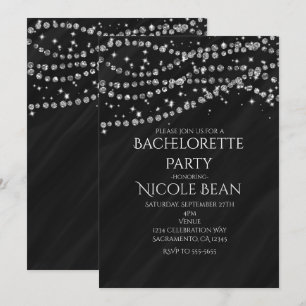 Invitation Cartons d'invitation de fête Black & Diamond Glamo