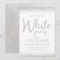 Cartons d'invitation de fête blancs scintillants e