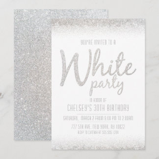 Invitation Cartons d'invitation de fête blancs scintillants e