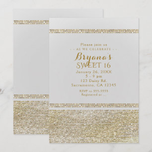 Invitation Cartons d'invitation de fête Glam Chic or et blanc