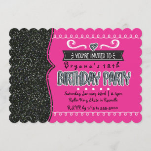 Invitation Cartons d'invitation de fête pour filles rose vif