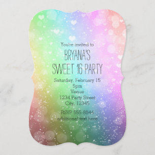 Invitation Cartons d'invitation de fête Sweet 16 scintillants