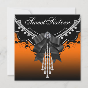 Invitation Cartons d'invitation de fête Sweet Sixteen Orange