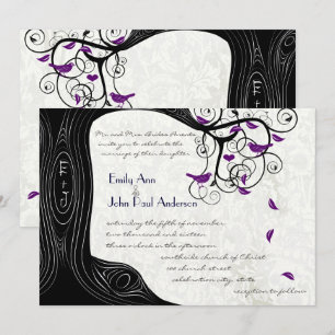 Invitation Cartons d'invitation de mariage Arbre noir Oiseaux