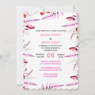 Invitation Cartons d'invitation de mariage aux fleurs sauvage
