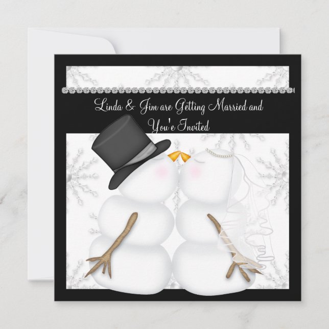 Invitation Cartons d'invitation de mariage bonhomme de neige  (Devant)
