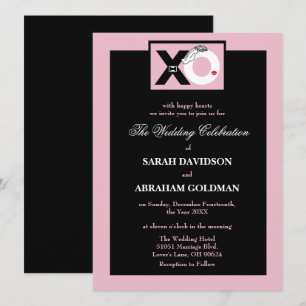 Invitation Cartons d'invitation de mariage drôles rose et noi