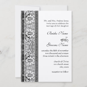 Invitation Cartons d'invitation de mariage en damas noir