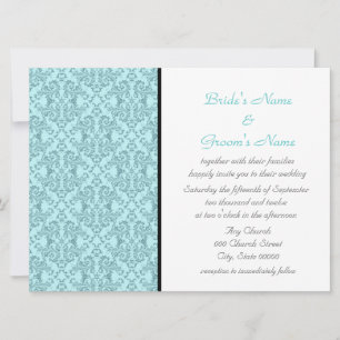 Invitation Cartons d'invitation de mariage en damas sarcelle 