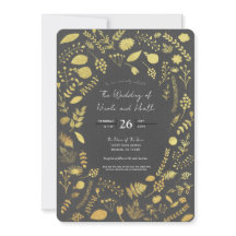 Cartons d'invitation de mariage floraux gris charb
