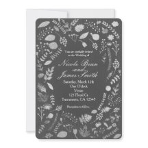 Cartons d'invitation de mariage floraux gris charb