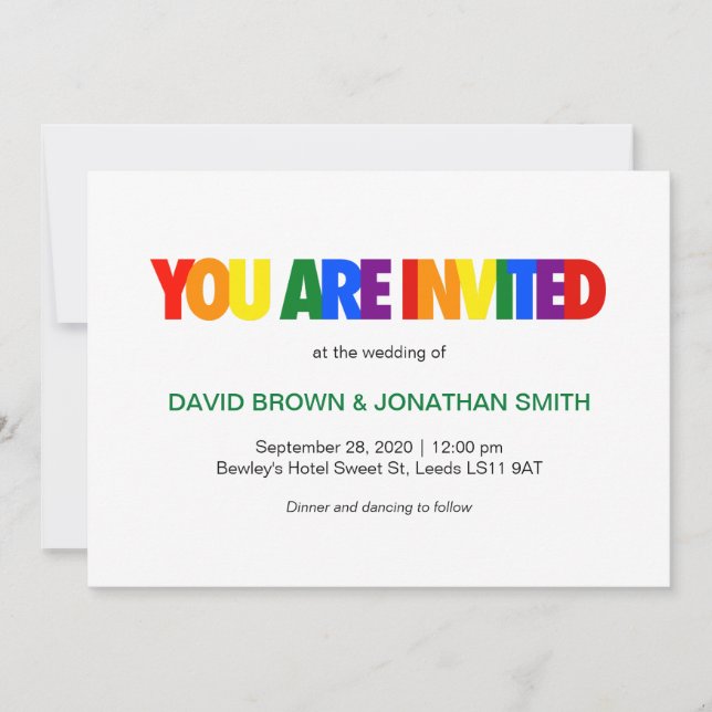 Invitation Cartons d'invitation de mariage gay aux couleurs d (Devant)