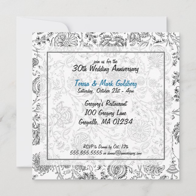 Invitation Cartons d'invitation de mariage noir et blanc (Devant)