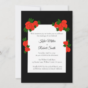 Invitation Cartons d'invitation de mariage Noir et Rose avec