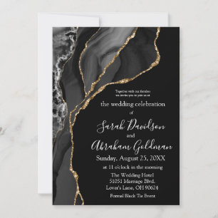 Invitation Cartons d'invitation de mariage noir or tenue de s