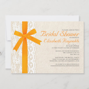 Invitation Cartons d'invitation de mariage Orange Bow & Lace