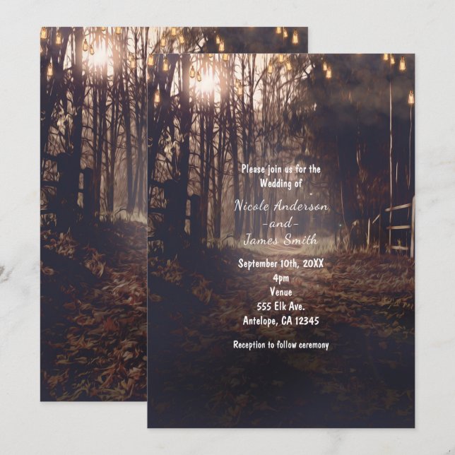 Invitation Cartons d'invitation de mariage rustique de route  (Devant / Derrière)