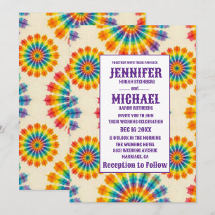 Invitation Cartons d'invitation de mariage Tie-Dye Psychedéli